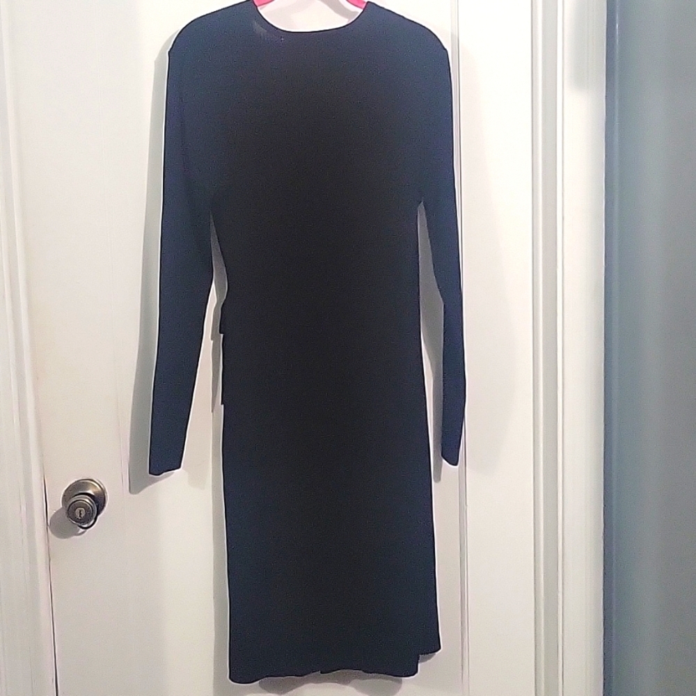 INC Wrap Black Long Sleeve Sweater Dress, Created for Macy's, Size:XL - Picture 6 of 9
